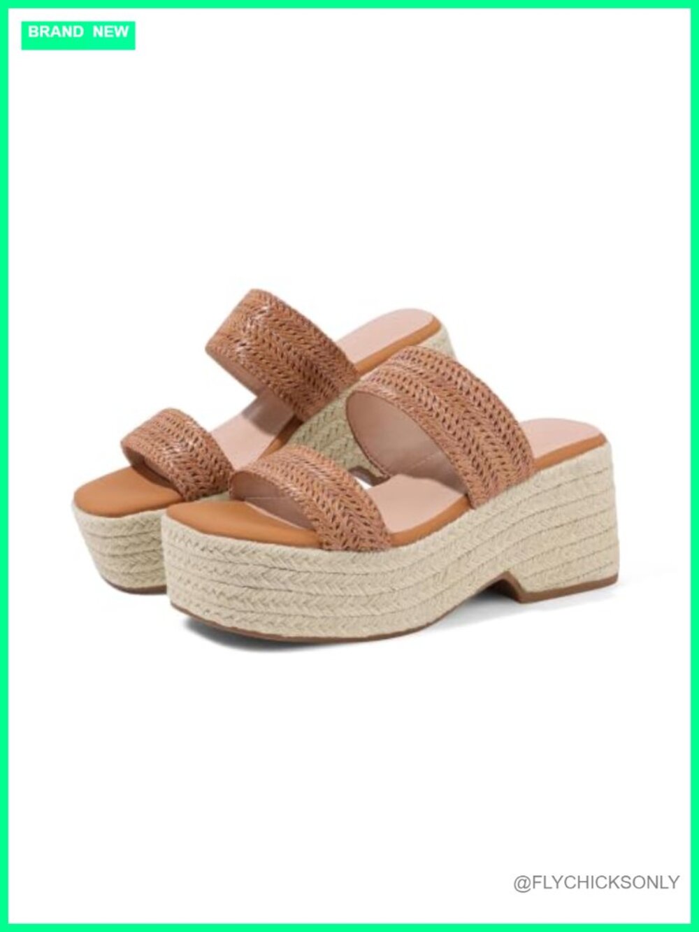 Raffia Platform Wedge Sandals Square Toe Slingback Beach Summer Shoes